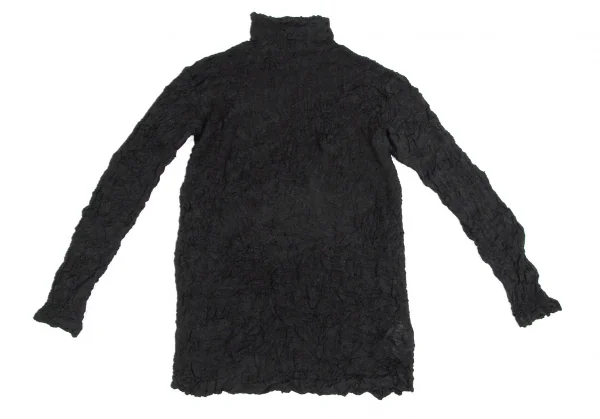 イッセイミヤケペルマネンテISSEY MIYAKEPERMANENTE シワプリーツハイネックカットソー 黒M K-104265_002