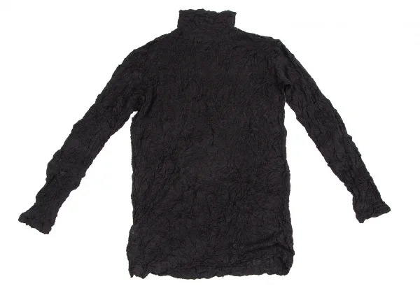 イッセイミヤケペルマネンテISSEY MIYAKEPERMANENTE シワプリーツハイネックカットソー 黒M K-104265_009