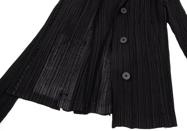 イッセイミヤケ フェットISSEY MIYAKE FETE ピンキングカット切替プリーツジャケット 黒3 K-104272_010