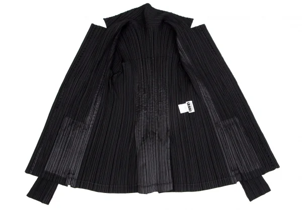 イッセイミヤケ フェットISSEY MIYAKE FETE ピンキングカット切替プリーツジャケット 黒3 K-104272_011