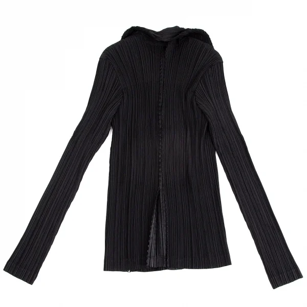 イッセイミヤケ フェットISSEY MIYAKE FETE ピンキングカット切替プリーツジャケット 黒3 K-104272_012