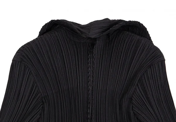 イッセイミヤケ フェットISSEY MIYAKE FETE ピンキングカット切替プリーツジャケット 黒3 K-104272_013