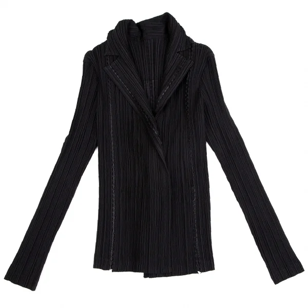 イッセイミヤケ フェットISSEY MIYAKE FETE ピンキングカット切替プリーツジャケット 黒3 K-104272_002