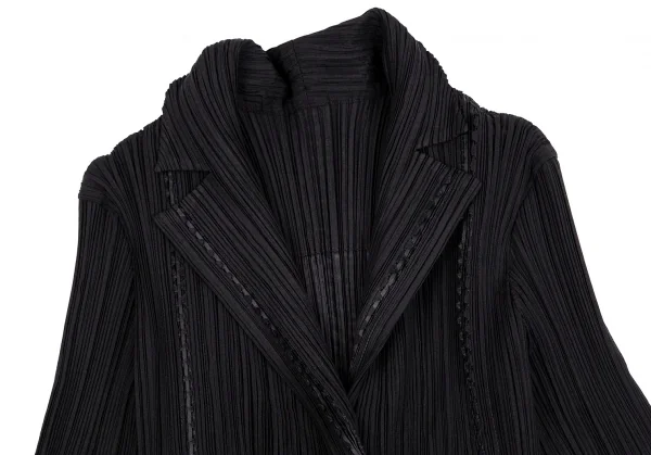 イッセイミヤケ フェットISSEY MIYAKE FETE ピンキングカット切替プリーツジャケット 黒3 K-104272_003