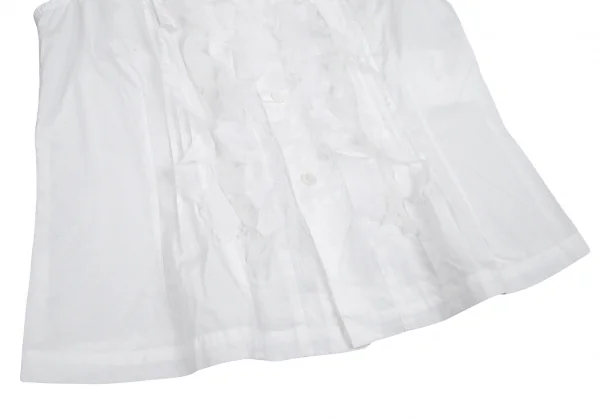 ローブドシャンブル コムデギャルソンrobe de chambre COMME des GARCONS フリルタックノースリーブブラウス 白S K-104276_010