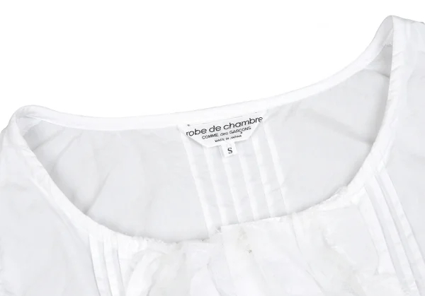 ローブドシャンブル コムデギャルソンrobe de chambre COMME des GARCONS フリルタックノースリーブブラウス 白S K-104276_006