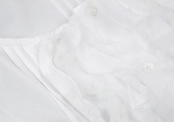 ローブドシャンブル コムデギャルソンrobe de chambre COMME des GARCONS フリルタックノースリーブブラウス 白S K-104276_008