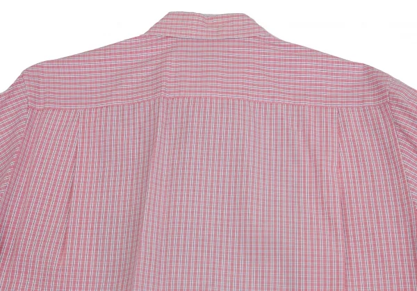 コムデギャルソン オムCOMME des GARCONS HOMME コットンチェック異素材迷彩切替シャツ 赤 ピンク緑白他L K-104285_013