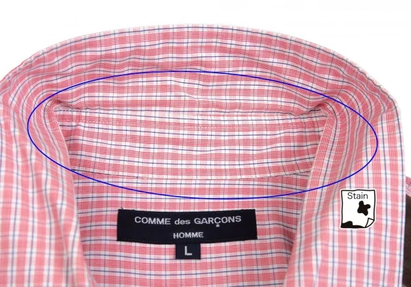 コムデギャルソン オムCOMME des GARCONS HOMME コットンチェック異素材迷彩切替シャツ 赤 ピンク緑白他L K-104285_004