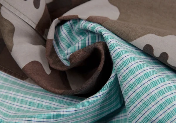 COMME des GARCONS HOMME Camouflage Switching Plaid Shirt K-104286_014
