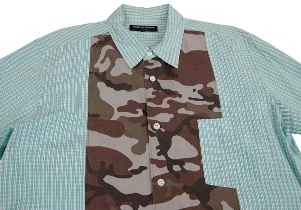 COMME des GARCONS HOMME Camouflage Switching Plaid Shirt K-104286_002