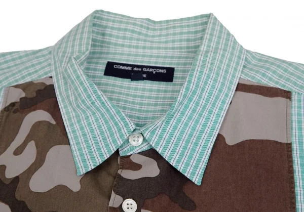 COMME des GARCONS HOMME Camouflage Switching Plaid Shirt K-104286_003