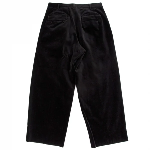 ヨウジヤマモト プールオムYohji Yamamoto POUR HOMME コットンベロアツータックワイドパンツ 黒L K-104296_010
