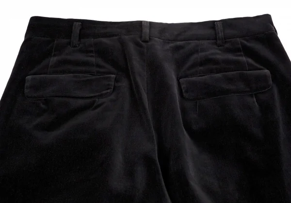 ヨウジヤマモト プールオムYohji Yamamoto POUR HOMME コットンベロアツータックワイドパンツ 黒L K-104296_011