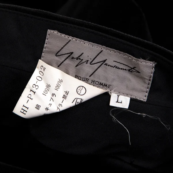 ヨウジヤマモト プールオムYohji Yamamoto POUR HOMME コットンベロアツータックワイドパンツ 黒L K-104296_015