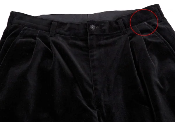 ヨウジヤマモト プールオムYohji Yamamoto POUR HOMME コットンベロアツータックワイドパンツ 黒L K-104296_002