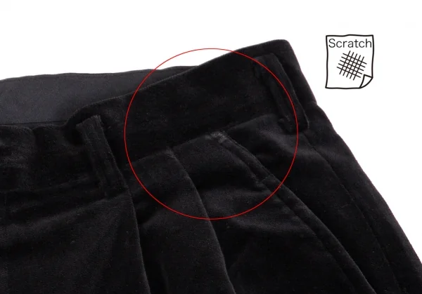 ヨウジヤマモト プールオムYohji Yamamoto POUR HOMME コットンベロアツータックワイドパンツ 黒L K-104296_003