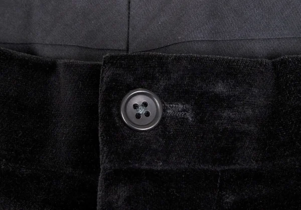 ヨウジヤマモト プールオムYohji Yamamoto POUR HOMME コットンベロアツータックワイドパンツ 黒L K-104296_004