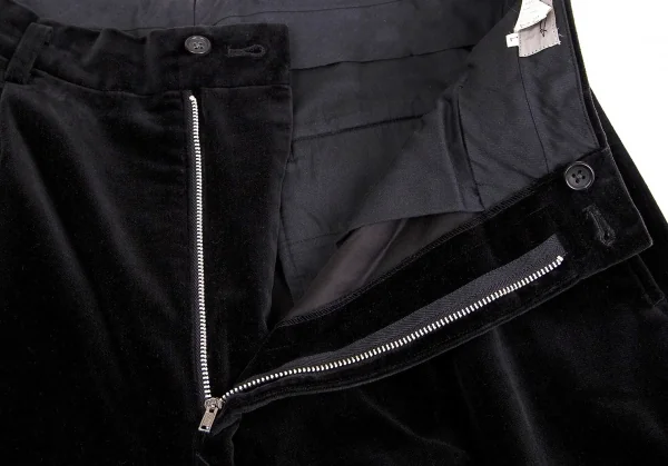 ヨウジヤマモト プールオムYohji Yamamoto POUR HOMME コットンベロアツータックワイドパンツ 黒L K-104296_005