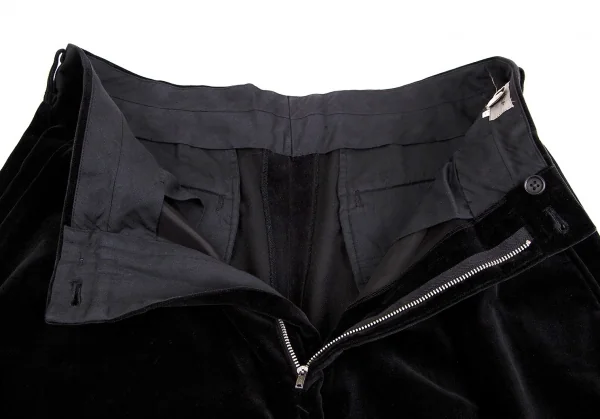 ヨウジヤマモト プールオムYohji Yamamoto POUR HOMME コットンベロアツータックワイドパンツ 黒L K-104296_006