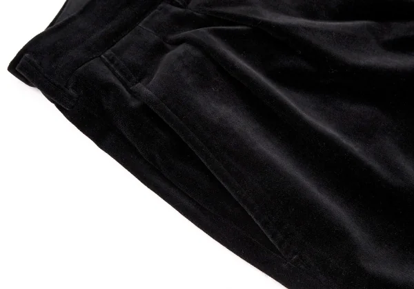 ヨウジヤマモト プールオムYohji Yamamoto POUR HOMME コットンベロアツータックワイドパンツ 黒L K-104296_007