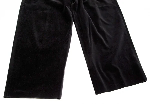 ヨウジヤマモト プールオムYohji Yamamoto POUR HOMME コットンベロアツータックワイドパンツ 黒L K-104296_008