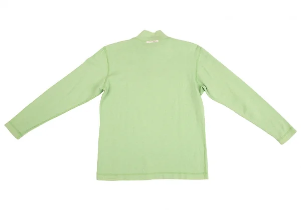 パパスPapas コットンロゴ刺繍パッチハーフジップハイネックカットソー ネオングリーン46S K-104309_010