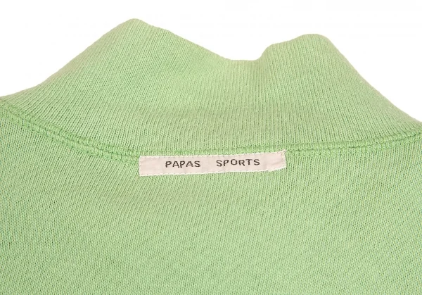 パパスPapas コットンロゴ刺繍パッチハーフジップハイネックカットソー ネオングリーン46S K-104309_011