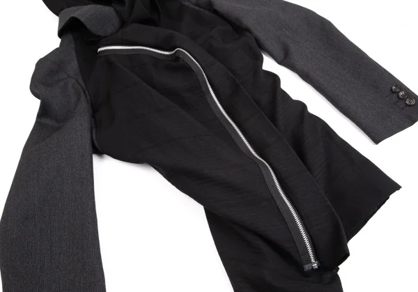 コムデギャルソンCOMME des GARCONS異素材切替レイヤージップジャケット グレー黒M K-104312_010