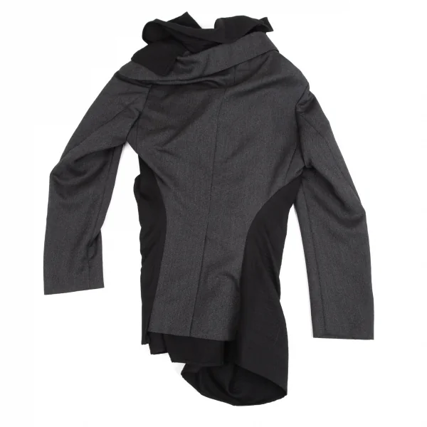 コムデギャルソンCOMME des GARCONS異素材切替レイヤージップジャケット グレー黒M K-104312_012