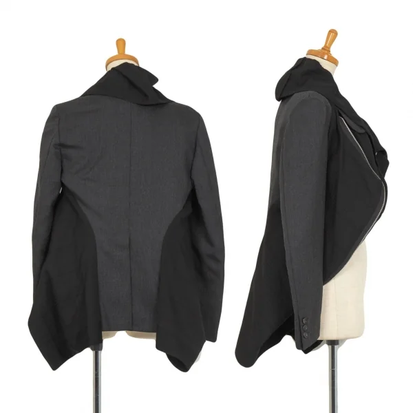 コムデギャルソンCOMME des GARCONS異素材切替レイヤージップジャケット グレー黒M K-104312_002