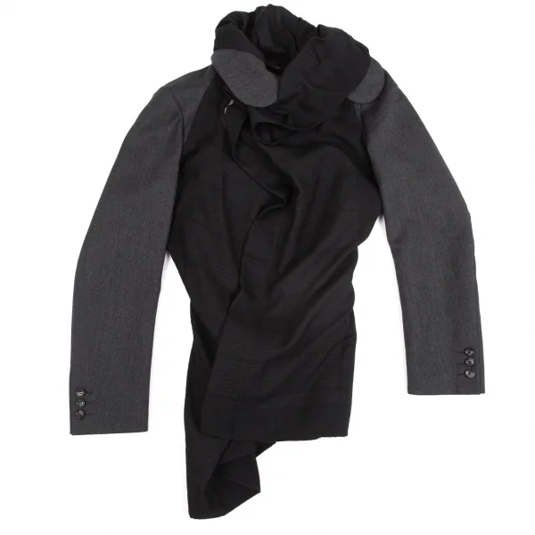 コムデギャルソンCOMME des GARCONS異素材切替レイヤージップジャケット グレー黒M K-104312_003