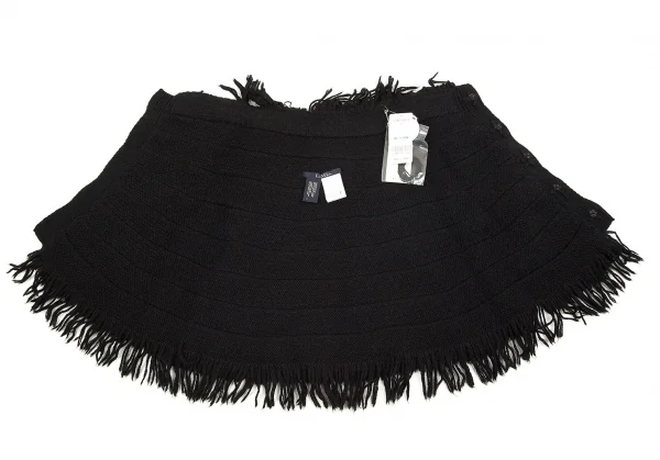 新品!リミフゥLIMI feu アルパカ混フリンジニットケープ 黒S K-104343_008