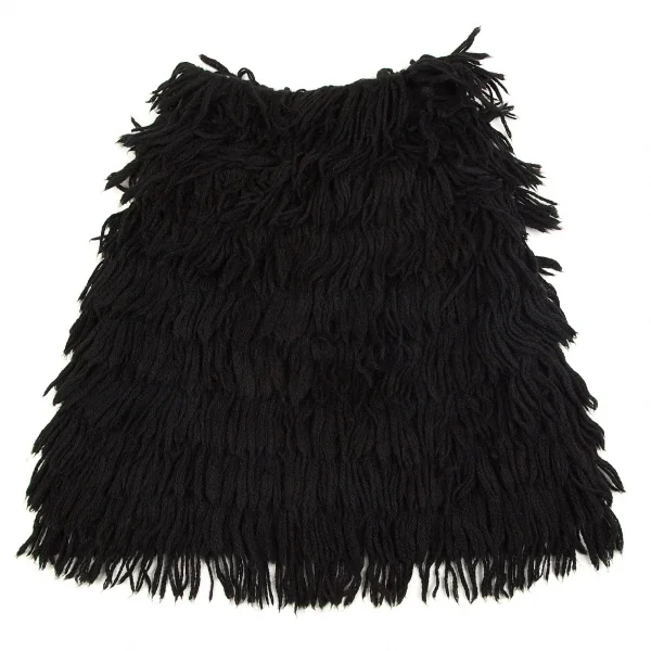 新品!リミフゥLIMI feu アルパカ混フリンジニットケープ 黒S K-104343_011