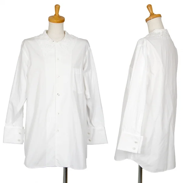 コムデギャルソンCOMME des GARCONSレースカラー切替シャツ 白M K-104360_001