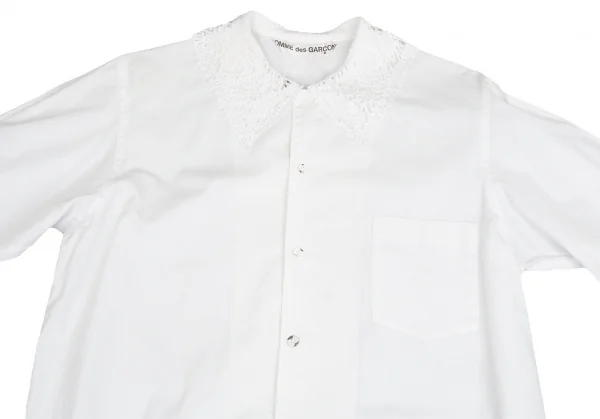 コムデギャルソンCOMME des GARCONSレースカラー切替シャツ 白M K-104360_003