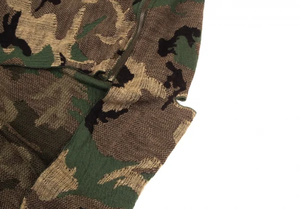 ジュンヤワタナベ コムデギャルソンJUNYA WATANABE COMME des GARCONS迷彩織ラップデザインジップニットトップス 緑黒M K-104361_010