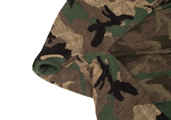 ジュンヤワタナベ コムデギャルソンJUNYA WATANABE COMME des GARCONS迷彩織ラップデザインジップニットトップス 緑黒M K-104361_011