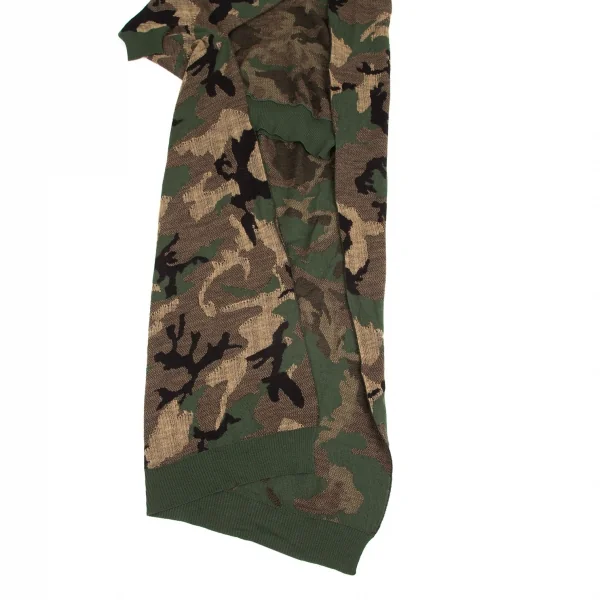 ジュンヤワタナベ コムデギャルソンJUNYA WATANABE COMME des GARCONS迷彩織ラップデザインジップニットトップス 緑黒M K-104361_012