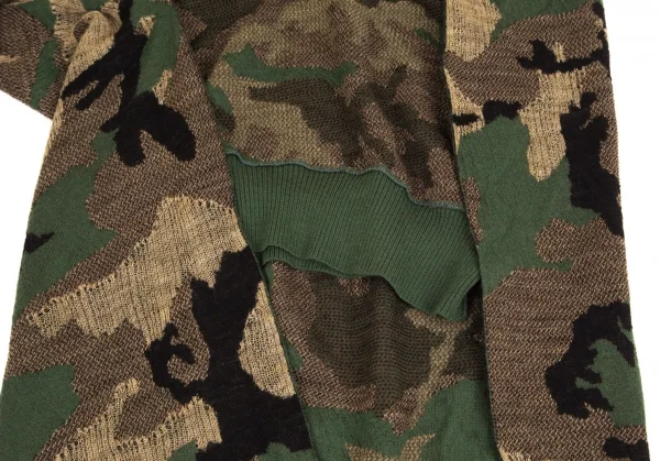 ジュンヤワタナベ コムデギャルソンJUNYA WATANABE COMME des GARCONS迷彩織ラップデザインジップニットトップス 緑黒M K-104361_013