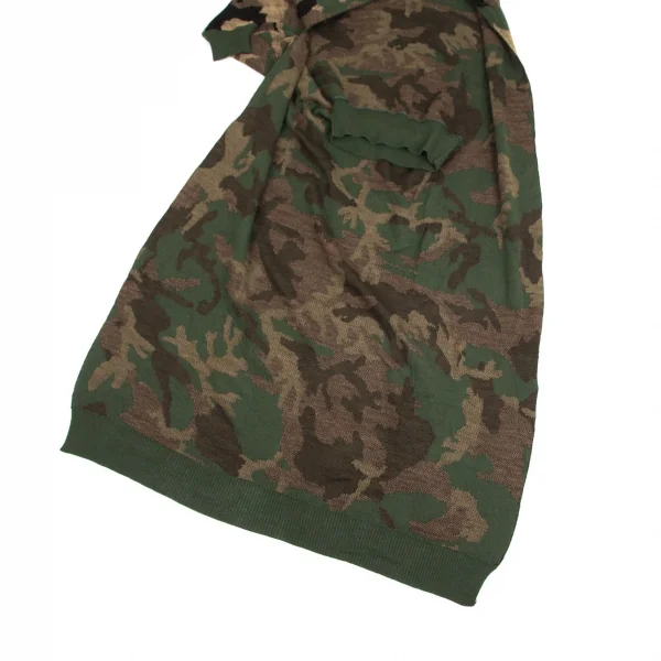 ジュンヤワタナベ コムデギャルソンJUNYA WATANABE COMME des GARCONS迷彩織ラップデザインジップニットトップス 緑黒M K-104361_014