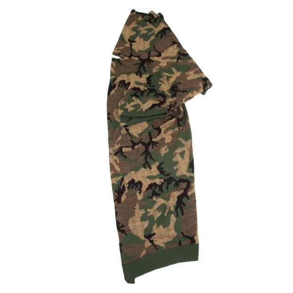 ジュンヤワタナベ コムデギャルソンJUNYA WATANABE COMME des GARCONS迷彩織ラップデザインジップニットトップス 緑黒M K-104361_015