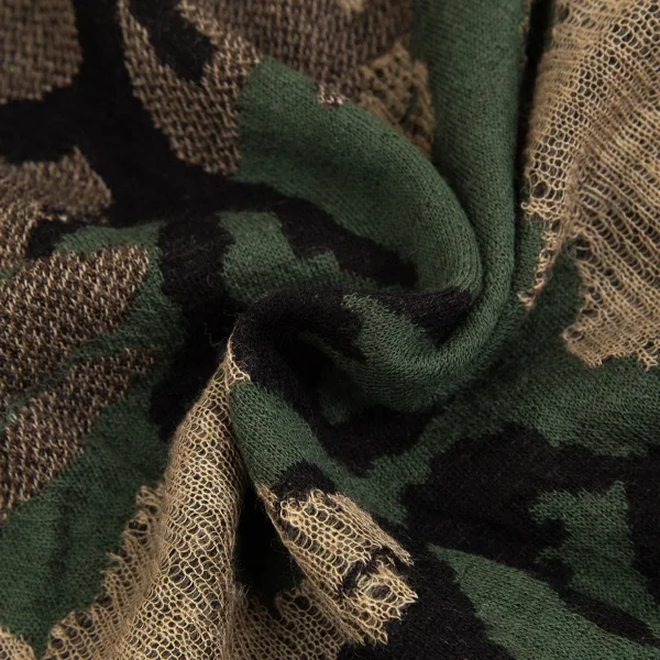 ジュンヤワタナベ コムデギャルソンJUNYA WATANABE COMME des GARCONS迷彩織ラップデザインジップニットトップス 緑黒M K-104361_018