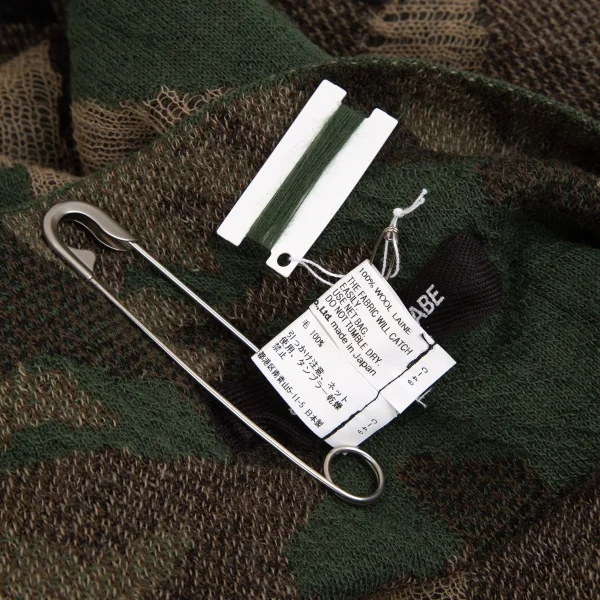 ジュンヤワタナベ コムデギャルソンJUNYA WATANABE COMME des GARCONS迷彩織ラップデザインジップニットトップス 緑黒M K-104361_019