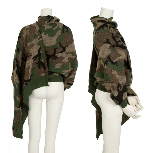 ジュンヤワタナベ コムデギャルソンJUNYA WATANABE COMME des GARCONS迷彩織ラップデザインジップニットトップス 緑黒M K-104361_002