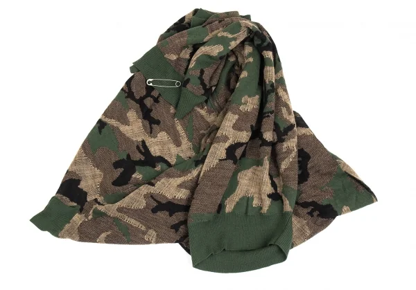 ジュンヤワタナベ コムデギャルソンJUNYA WATANABE COMME des GARCONS迷彩織ラップデザインジップニットトップス 緑黒M K-104361_003