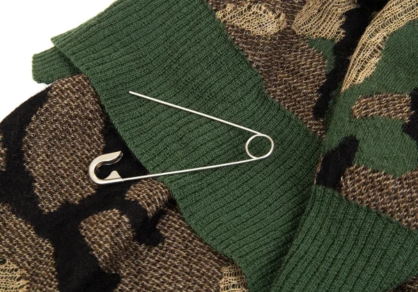 ジュンヤワタナベ コムデギャルソンJUNYA WATANABE COMME des GARCONS迷彩織ラップデザインジップニットトップス 緑黒M K-104361_004