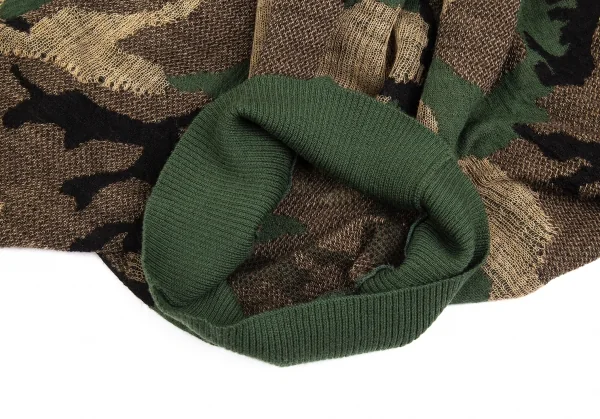 ジュンヤワタナベ コムデギャルソンJUNYA WATANABE COMME des GARCONS迷彩織ラップデザインジップニットトップス 緑黒M K-104361_005