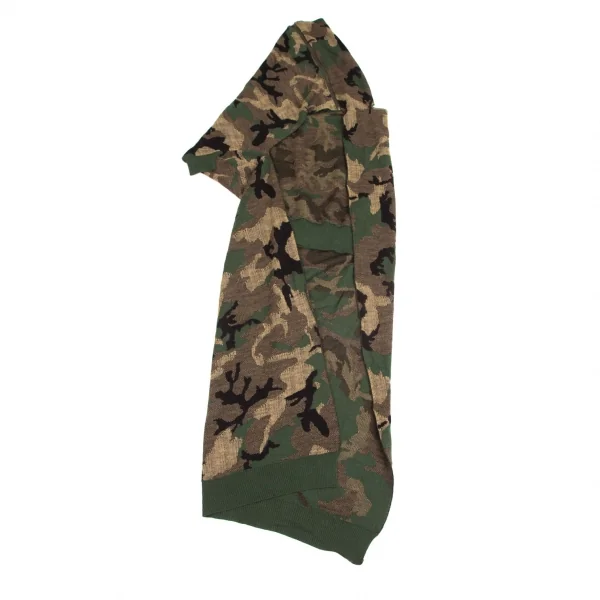 ジュンヤワタナベ コムデギャルソンJUNYA WATANABE COMME des GARCONS迷彩織ラップデザインジップニットトップス 緑黒M K-104361_006