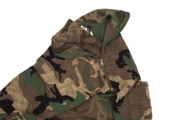 ジュンヤワタナベ コムデギャルソンJUNYA WATANABE COMME des GARCONS迷彩織ラップデザインジップニットトップス 緑黒M K-104361_008